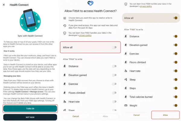 تأیید اتصال سرویس به health connect
